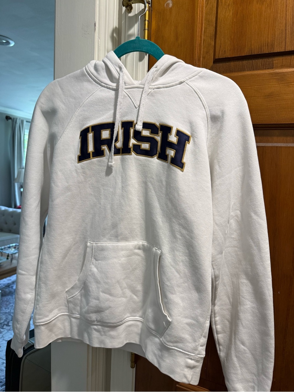 Champion White Pullover Hoodie with Navy & Gold